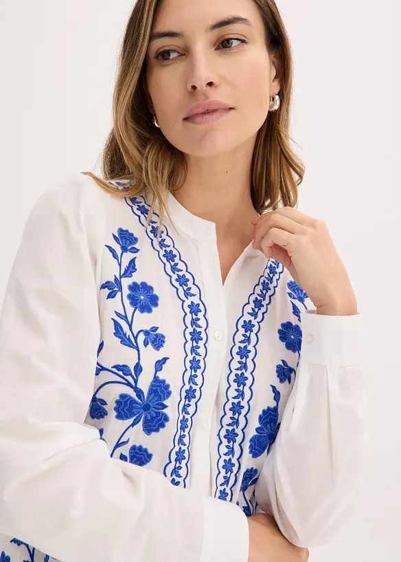Bluse i 100% bomull med broderi, bonprix