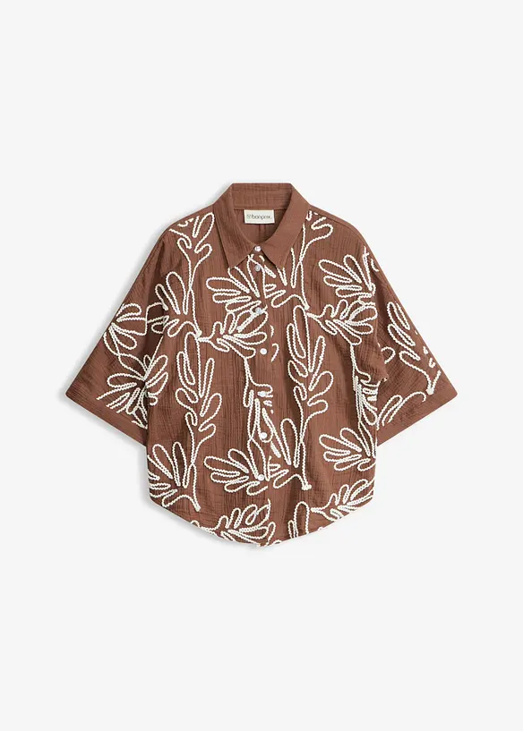 Bluse i 100% bomull med broderi, bonprix