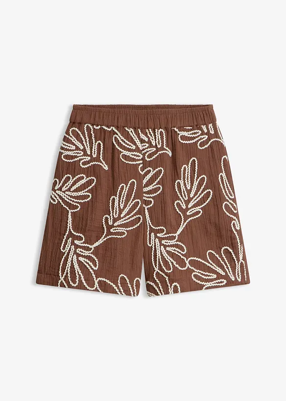 Shorts i 100% bomull med broderi, bonprix