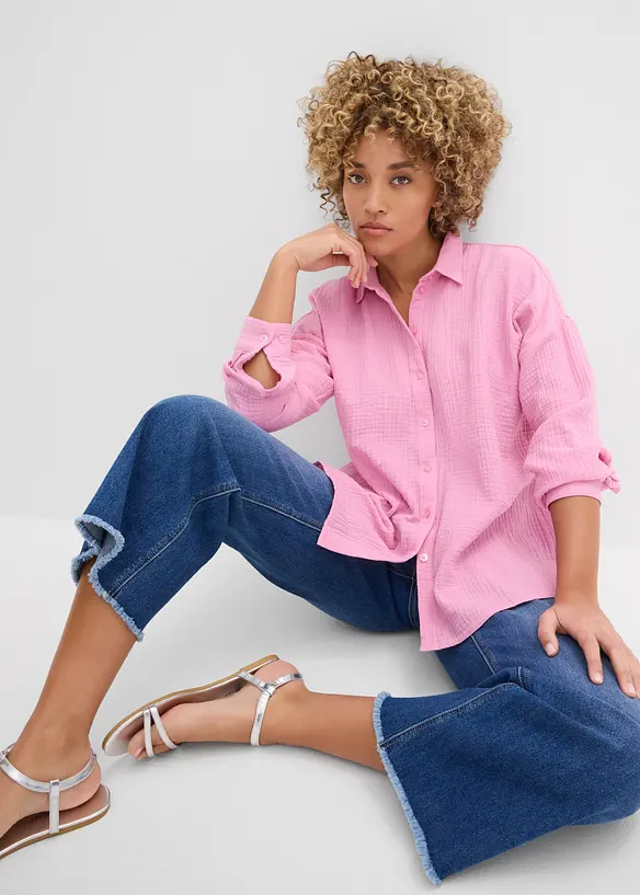 Vid bluse i used look, bonprix