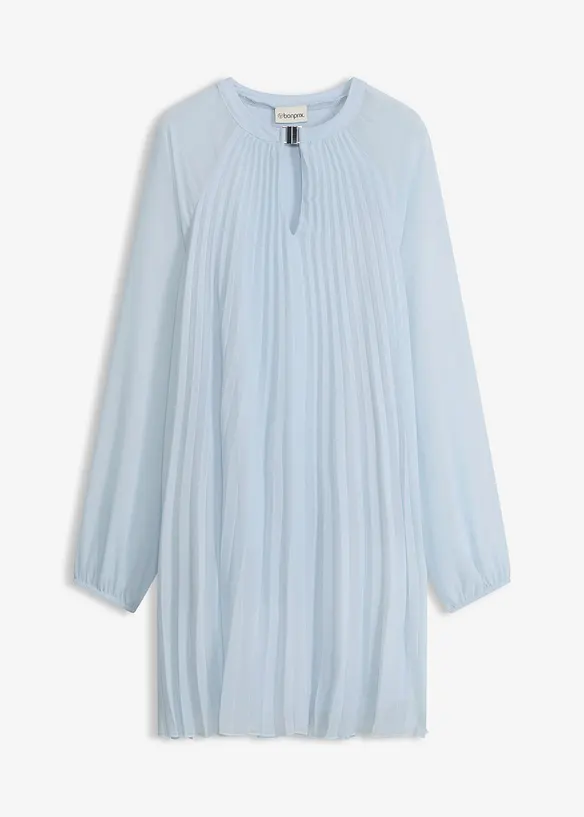 Minikjole i lett chiffon med pliss&eacute;folder, bonprix