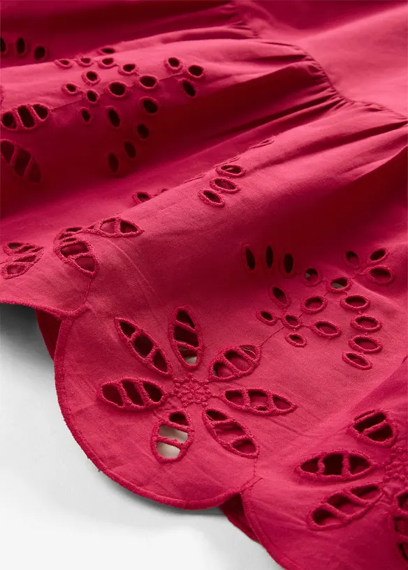 Ermel&oslash;s bluse med splitt og hullbroderi, bonprix