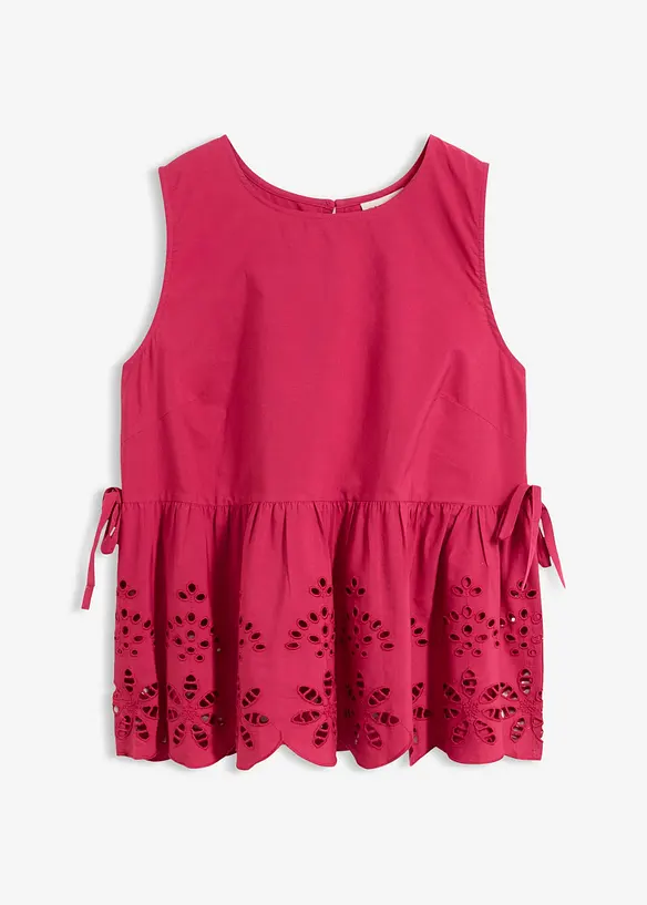 Ermel&oslash;s bluse med splitt og hullbroderi, bonprix