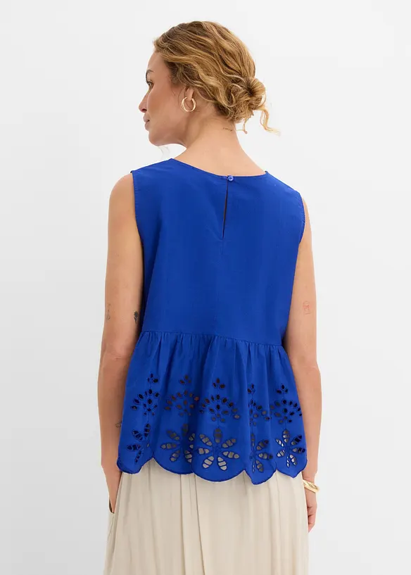 Ermel&oslash;s bluse med splitt og hullbroderi, bonprix