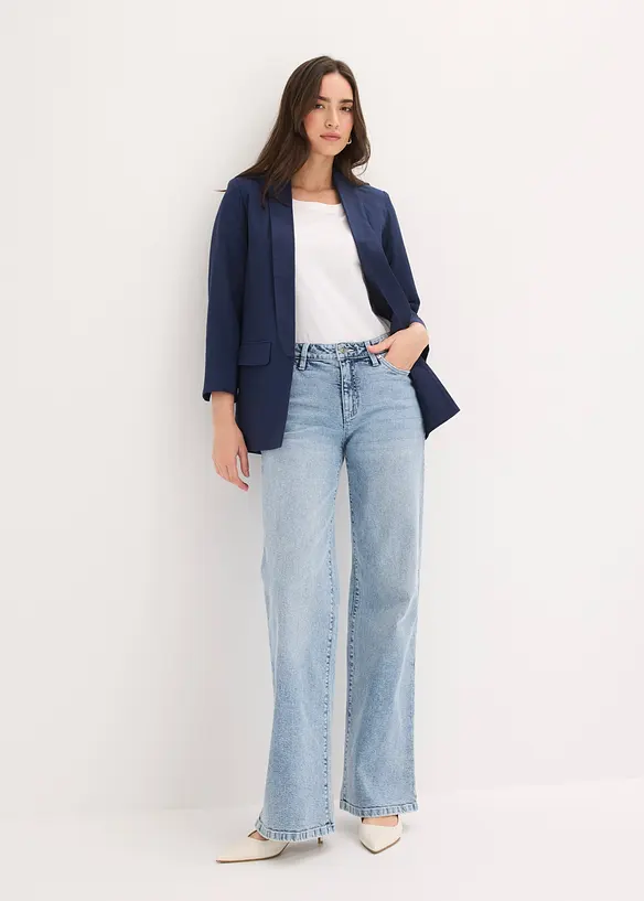Lang blazer i viskosemiks, bonprix