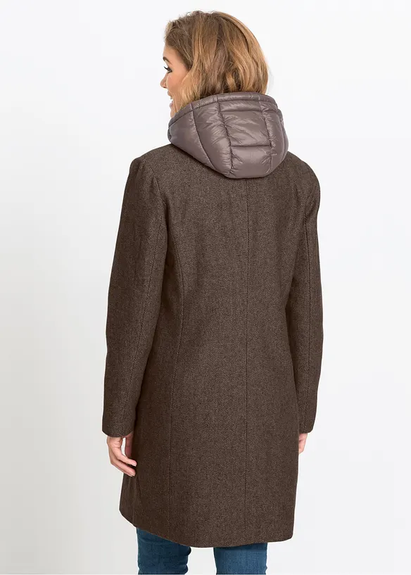 Kort vinterk&aring;pe i ullstil og 2i1-look, bonprix