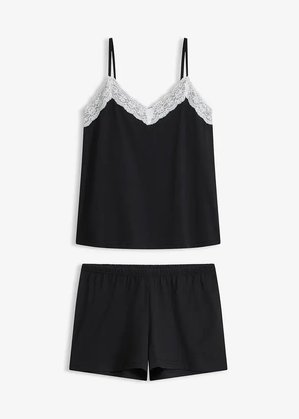 Kort pyjamas med fine blonder, bonprix