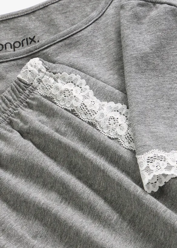Kort pyjamas av 100% bomull med blonde, bonprix