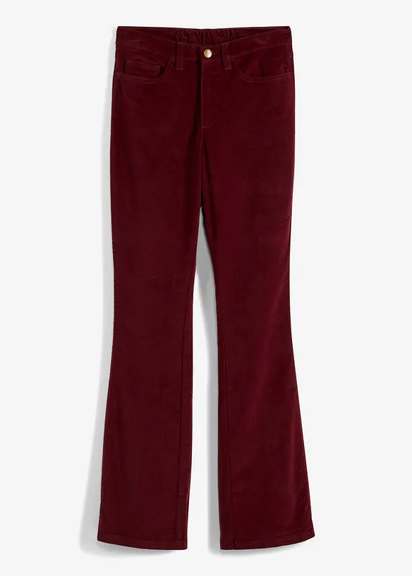 High Waist-slengbukse i kordfl&oslash;yel med stretch og komfortlinning, bonprix