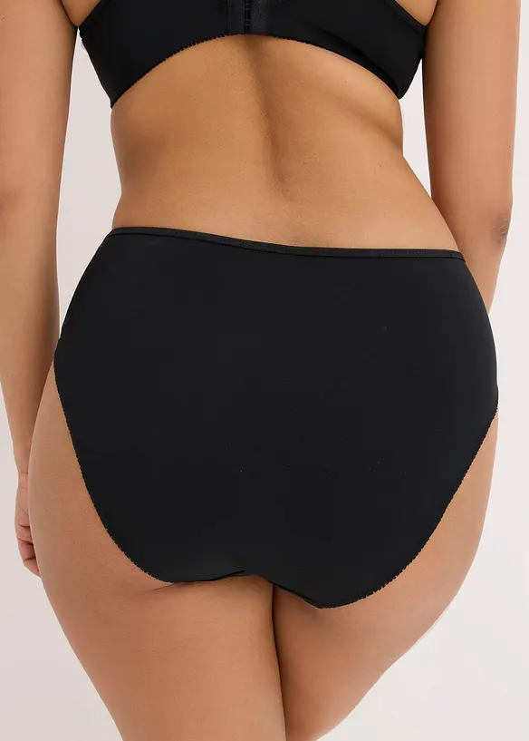 Truse med h&oslash;y midje og nydelige blonder (2-pack), bonprix