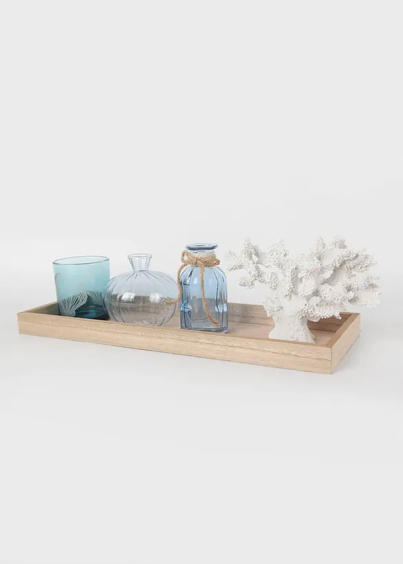 Sett med dekorativt brett og vase + lysestake (sett i 5 deler), bonprix