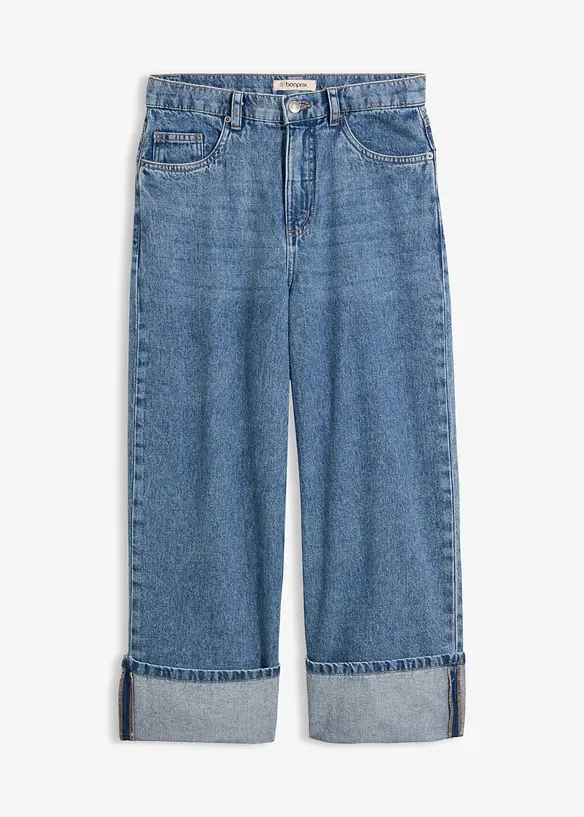 Wide Leg-jeans Mid Waist, cropped, bonprix