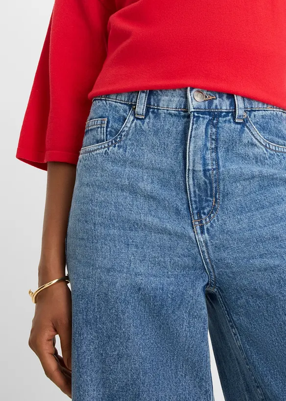 Wide Leg-jeans Mid Waist, cropped, bonprix