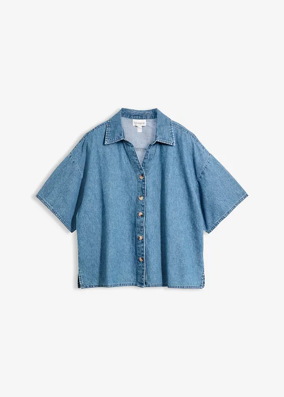 Denimskjorte i &oslash;kologisk bomull, bonprix