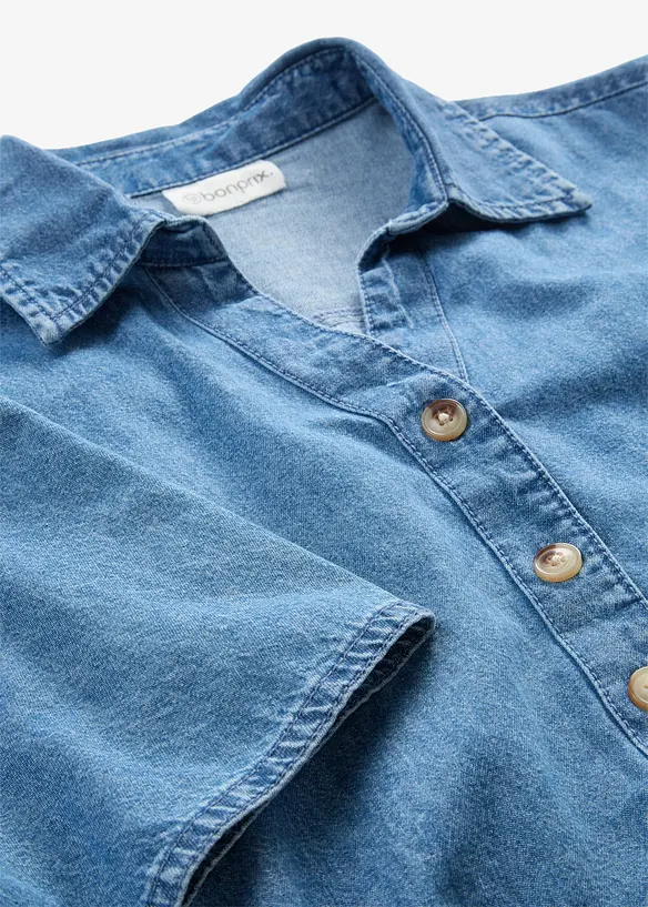 Denimskjorte i &oslash;kologisk bomull, bonprix