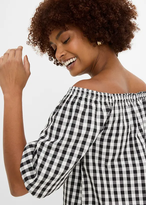Off shoulder-bluse i 100% bomull, bonprix