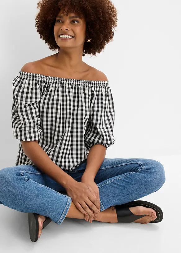 Off shoulder-bluse i 100% bomull, bonprix