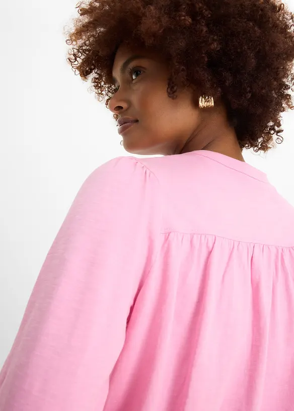Jerseybluse i flammegarn av 100% &oslash;kologisk bomull, bonprix