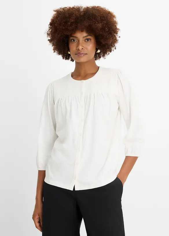 Jerseybluse i 100% &oslash;kologisk bomull, bonprix