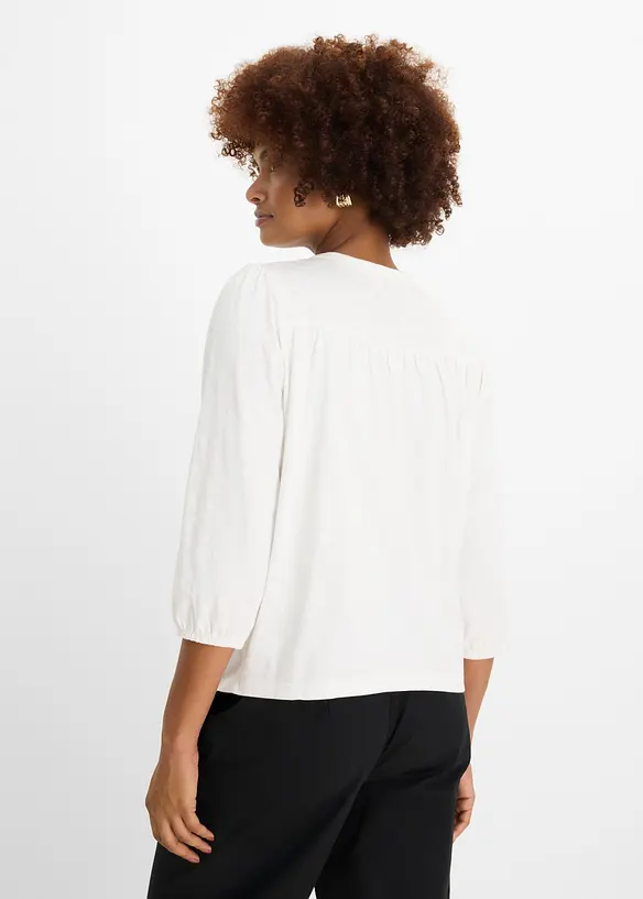 Jerseybluse i 100% &oslash;kologisk bomull, bonprix