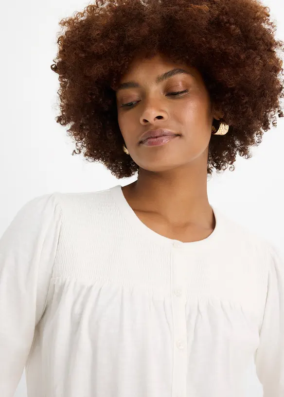 Jerseybluse i 100% &oslash;kologisk bomull, bonprix