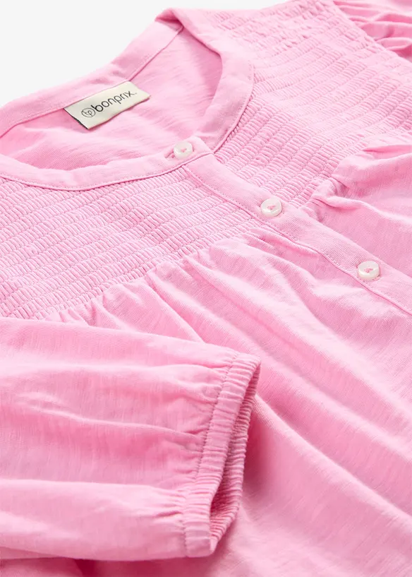 Jerseybluse i flammegarn av 100% &oslash;kologisk bomull, bonprix