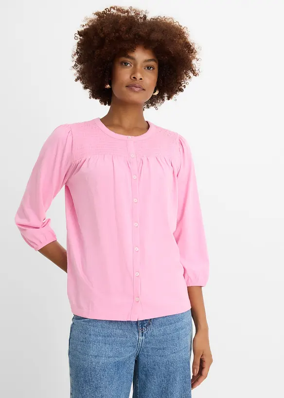 Jerseybluse i flammegarn av 100% &oslash;kologisk bomull, bonprix