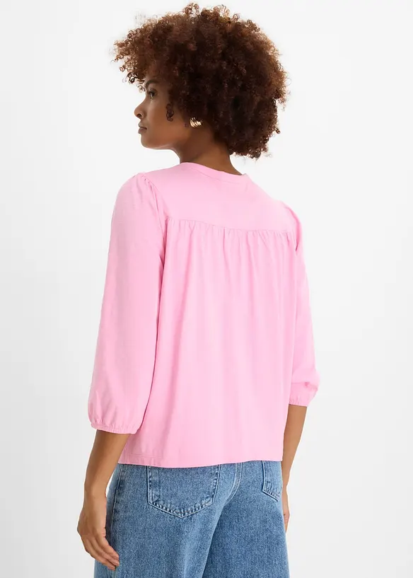 Jerseybluse i flammegarn av 100% &oslash;kologisk bomull, bonprix