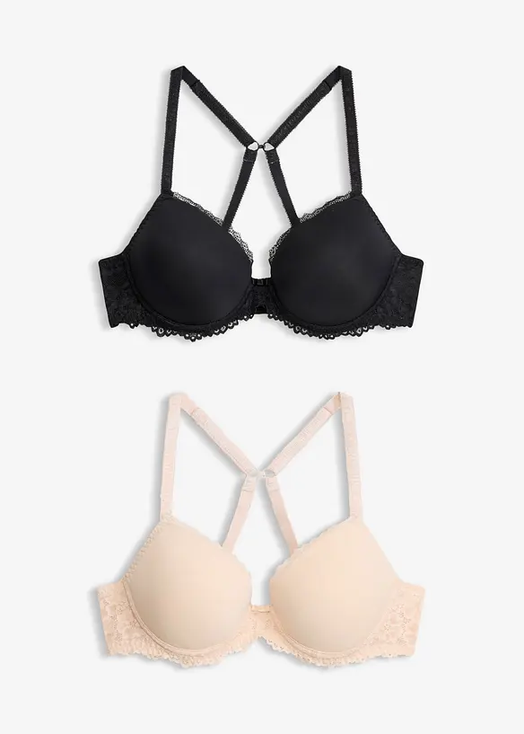 Vattert BH med nydelige blonder (2-pack), bonprix