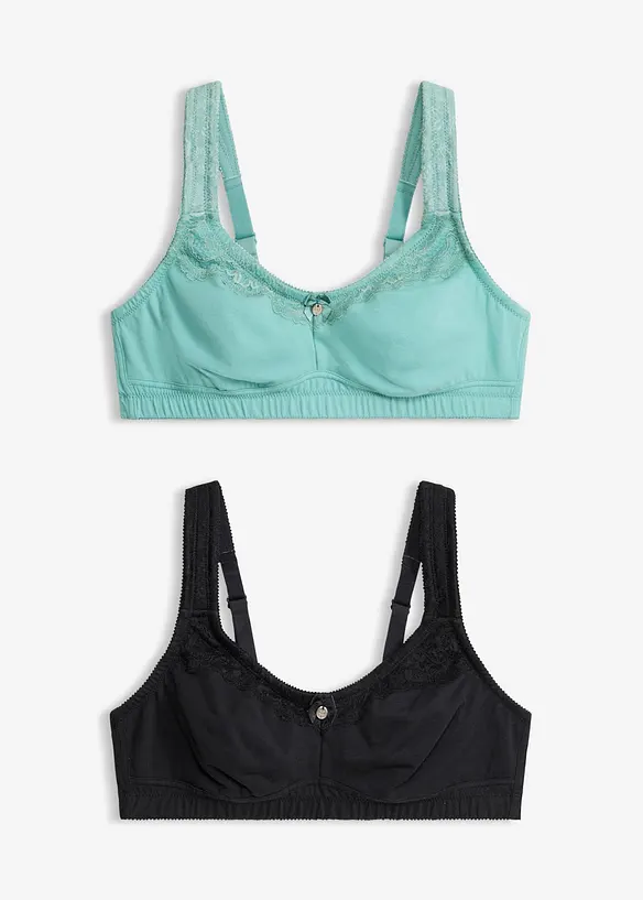 BH uten b&oslash;yle med bomull (2-pack), bonprix