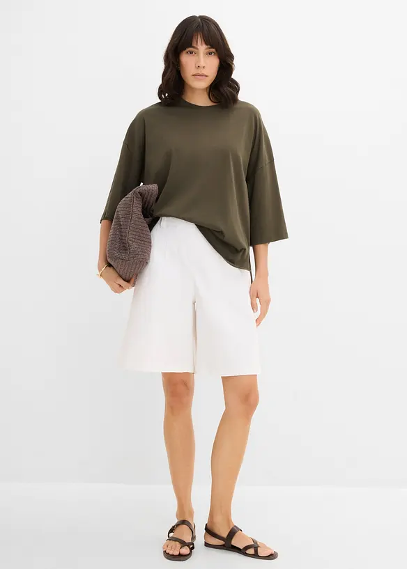 Oversized topp i &oslash;kologisk bomullsmiks, bonprix