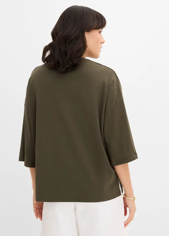 Oversized topp i &oslash;kologisk bomullsmiks, bonprix