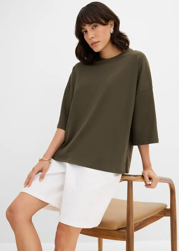 Oversized topp i &oslash;kologisk bomullsmiks, bonprix