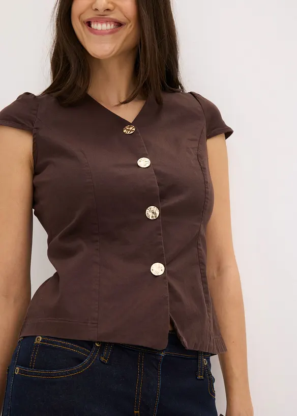 Kortermet bomullsbluse, bonprix