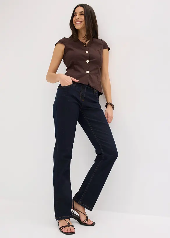 Kortermet bomullsbluse, bonprix