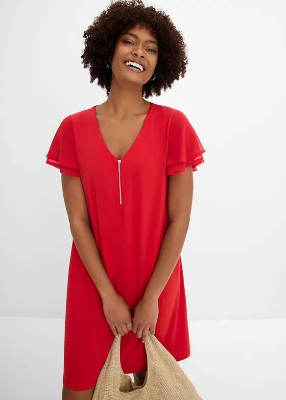 Jerseykjole med chiffonermer, bonprix