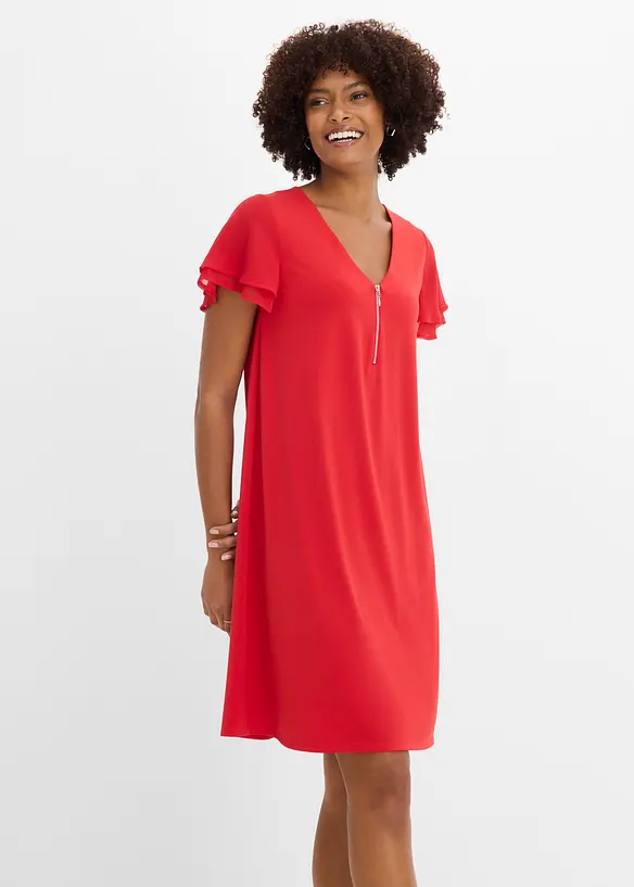 Jerseykjole med chiffonermer, bonprix