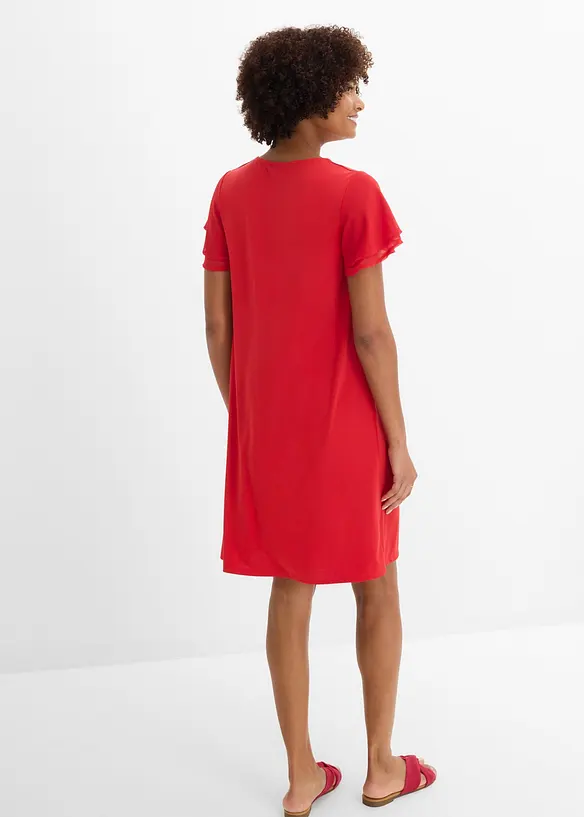 Jerseykjole med chiffonermer, bonprix