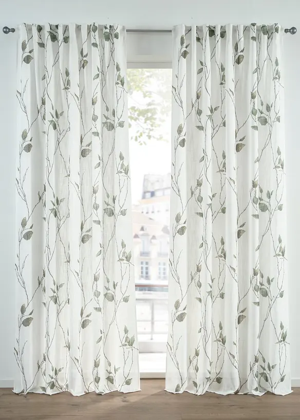 Gardin med grener og resirkulert polyester (1 stk.), bonprix