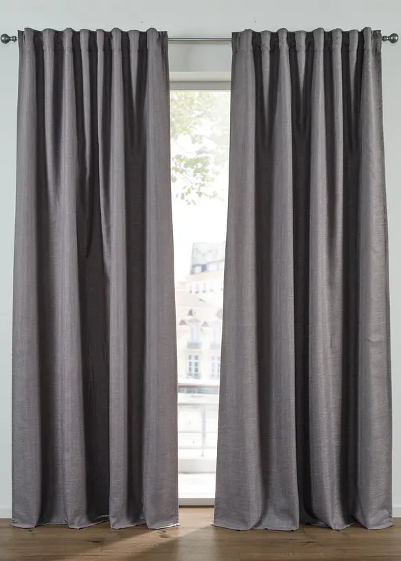 M&oslash;rkleggingsgardin i dobbelt lag med strukturert forside (1-pack), bonprix
