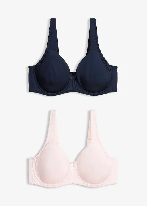 T-skjorte-BH med b&oslash;yle og glanseffekt (2-pack), bonprix