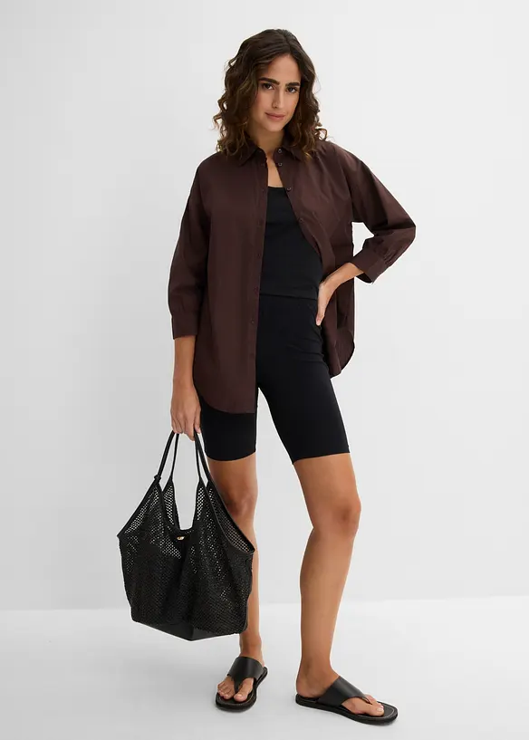Oversized skjorte i bomull med 3/4-lange ermer, bonprix