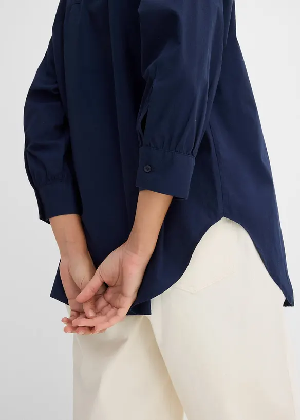 Oversized skjorte i bomull med 3/4-lange ermer, bonprix