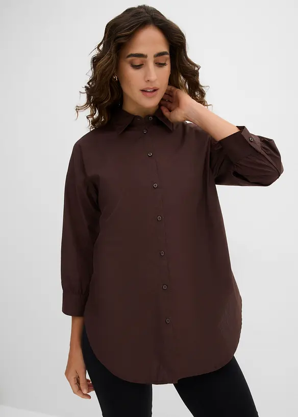 Oversized skjorte i bomull med 3/4-lange ermer, bonprix