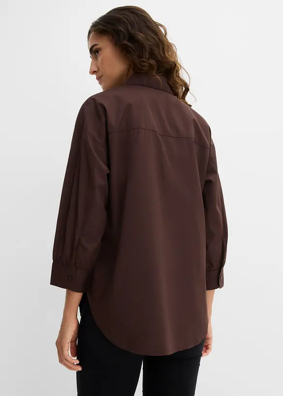 Oversized skjorte i bomull med 3/4-lange ermer, bonprix