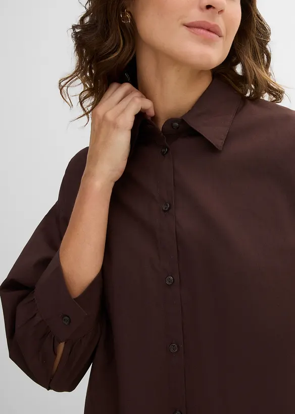 Oversized skjorte i bomull med 3/4-lange ermer, bonprix
