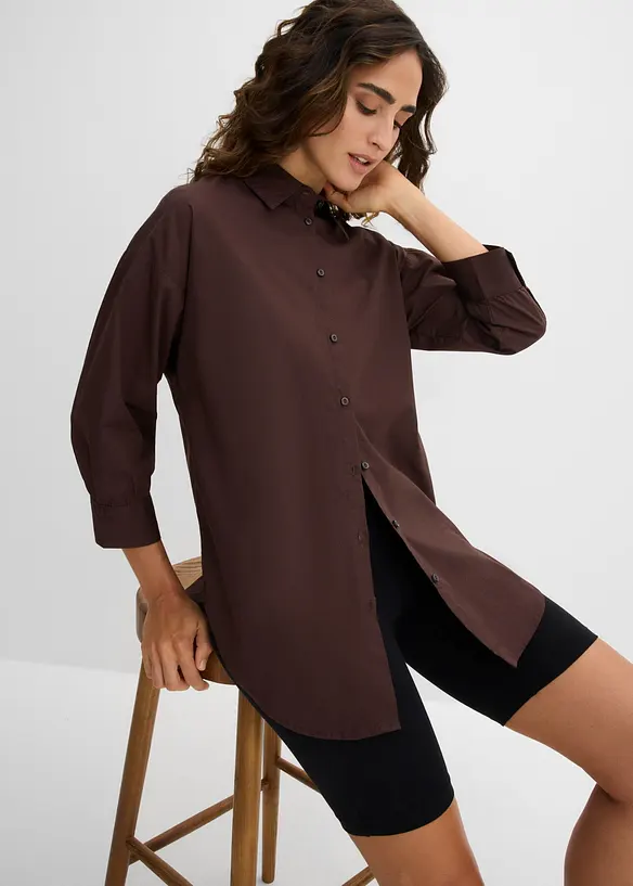 Oversized skjorte i bomull med 3/4-lange ermer, bonprix