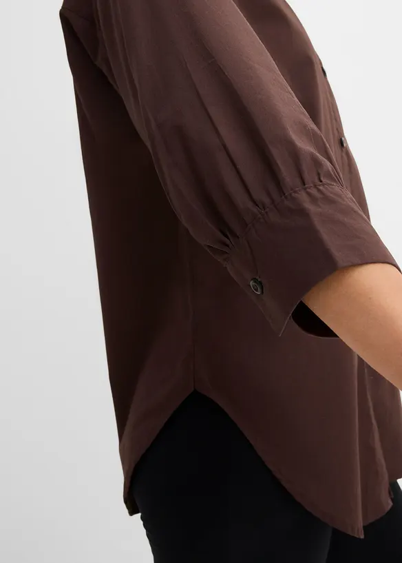 Oversized skjorte i bomull med 3/4-lange ermer, bonprix