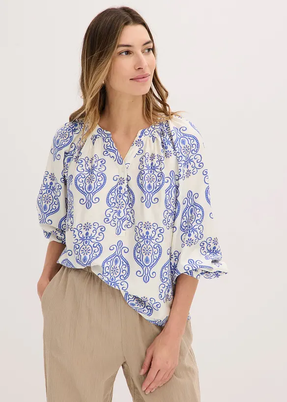 Bluse i viskosemiks med pent fall, bonprix