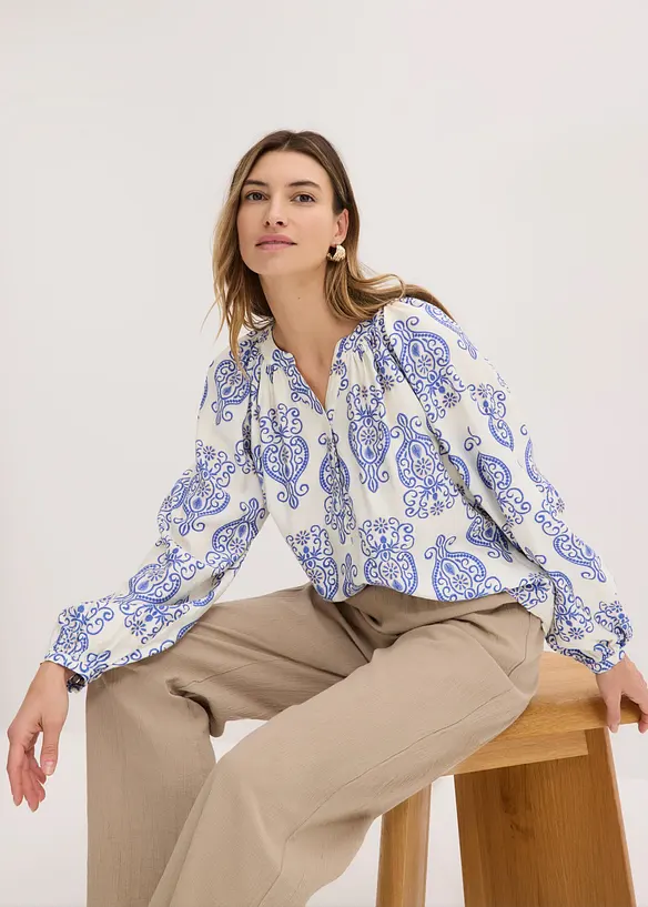 Bluse i viskosemiks med pent fall, bonprix